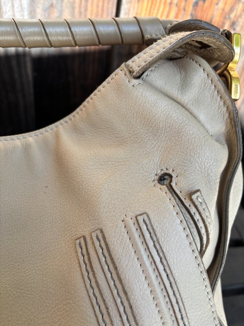 Chloe Marcie Large Shoulder Bag Leather Ivory Auth - Picture 6 of 16